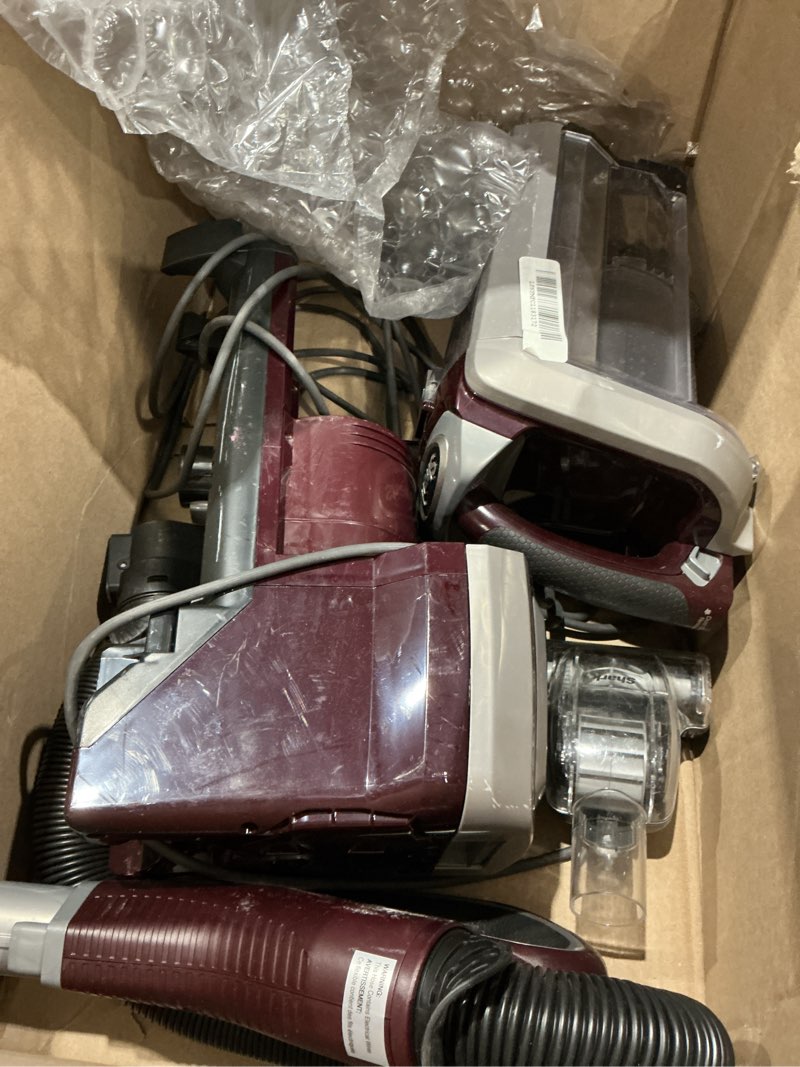 Condition photo showing As Is for shark nv752 rotator powered lift-away truepet upright vacuum with hepa filter, large dust cup capacity, led headlights, upholstery tool, perfect pet power brush & crevice tool, bordeaux