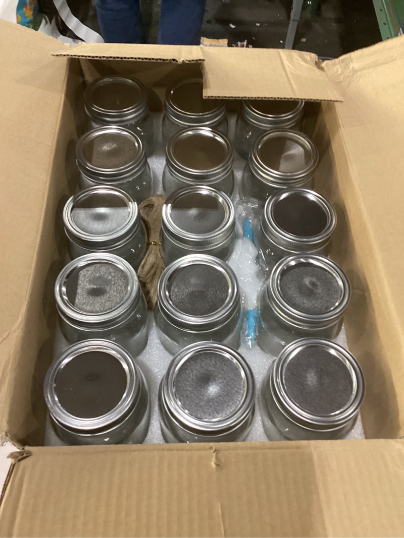 Condition photo showing Good Condition for Mason Jars 16 oz with Airtight Lids and Bands, 15 Pack Regular Mouth Canning Jars, Clear Glass Pint Jars for Canning, Pickling, Food Storage, DIY Projects, 24 Labels, Brush & String Included