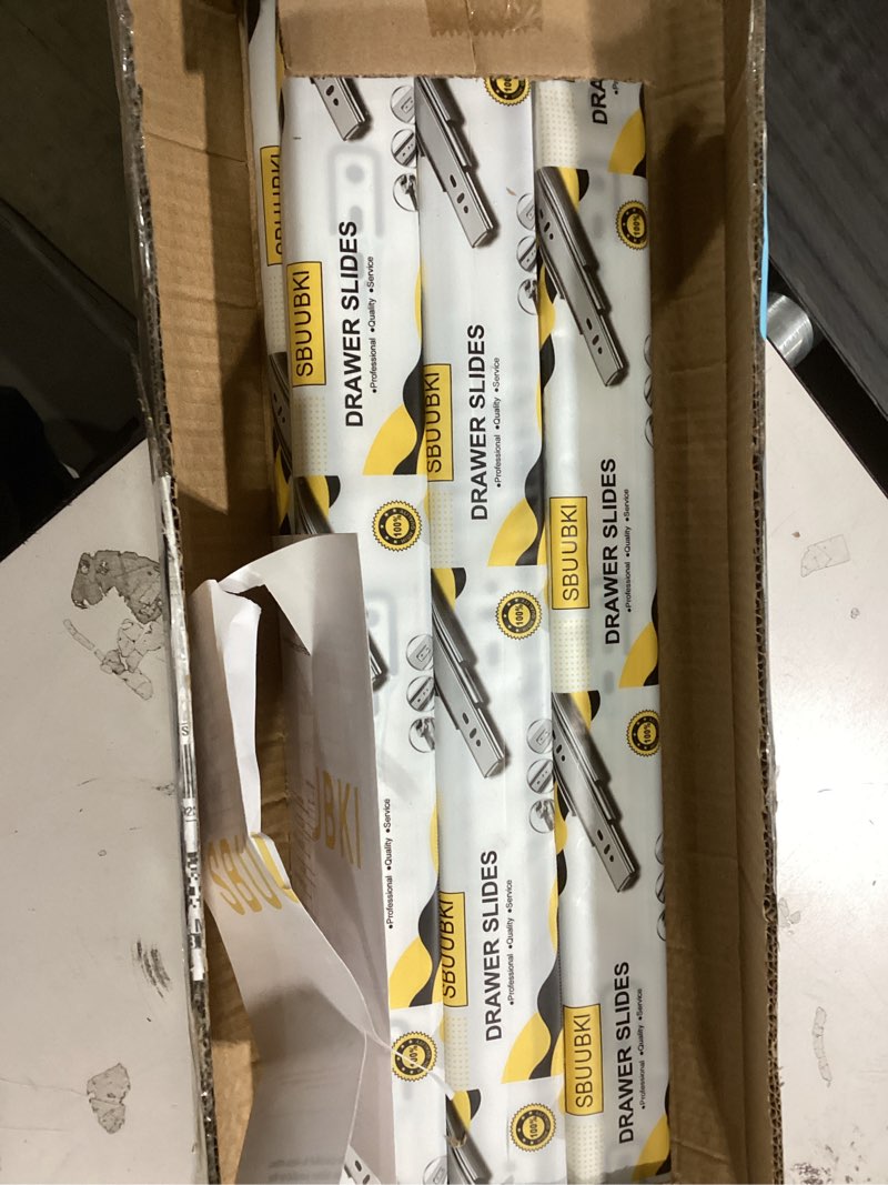 Condition photo showing Good Condition for 22 inch Ball Bearing Drawer Slides 6 Pairs (12pcs) - 100LB Capacity, Full Extension Side Mount Slides for Kitchen Cabinets, Wardrobes, Office Furniture (Silver 22inch) Silver 22 Inch