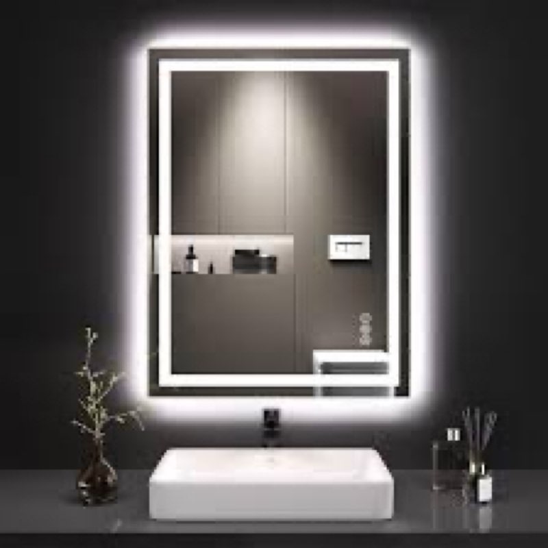 LED Bathroom Mirror with Front and Backlight Wall Mirrors  with 3 Color Adjustment with Light LED Vanity Mirror with Anti-Fog lighted up bathroom mirror Size: 30" x 36"