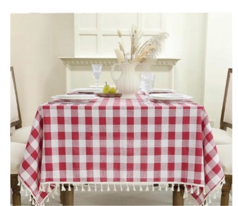 rectangle tablecloth 55 x 71 inch - waterproof faux linen table cloth for dining table, kitchen, party, wedding, holiday & everyday decoration, black fine yarn - red white 70.9\\\" x 55.1\\\" (rectangular) ( similar