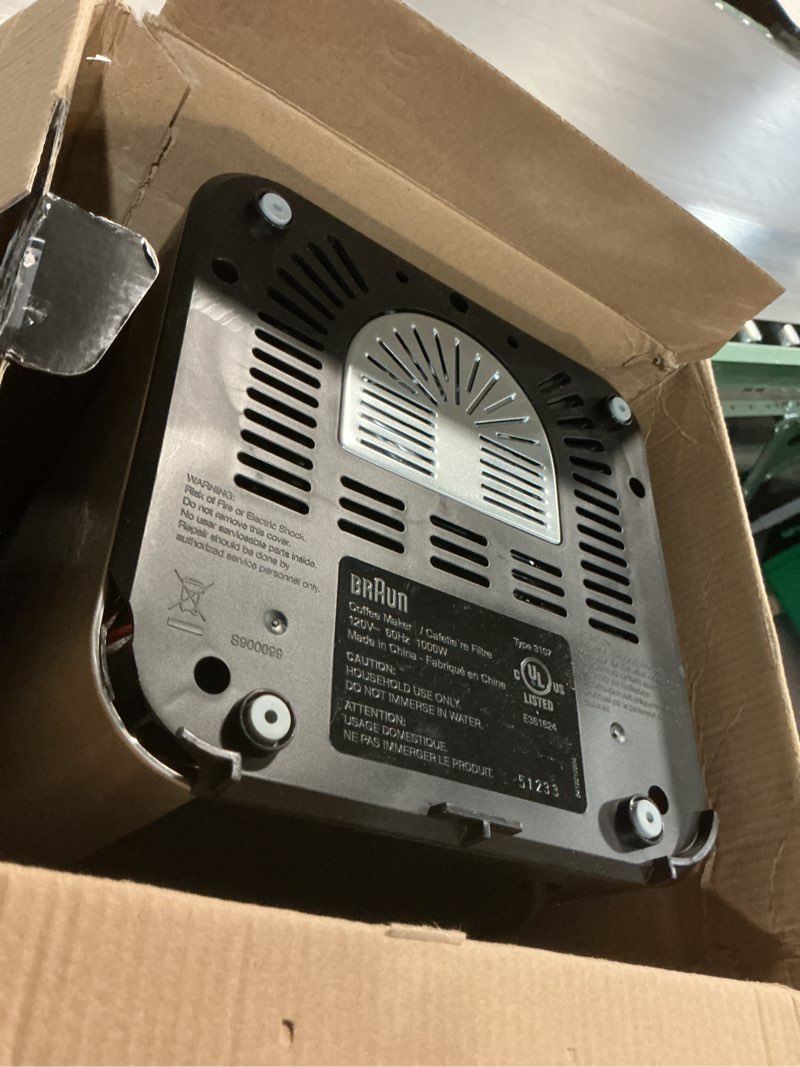 Condition photo showing As Is for Braun BrewSense 12 Cup Drip Coffee Maker - Pause & Pour Mid Brew, Coffee Machine with 24-Hour Timer & Clock, Bold & Regular Strength, 1-4 Cup Functions, Self Clean, Auto Shutoff, Stainless Steel Silver