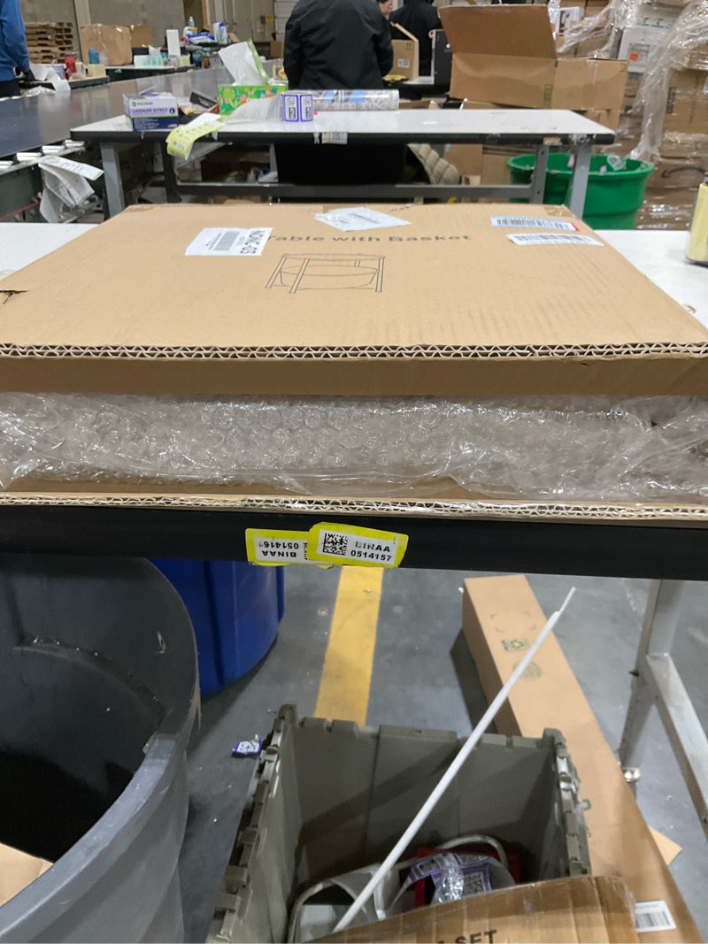 Condition photo showing New/Like New for danpinera Round Side Table with Fabric Storage Basket, Metal Side Small Bedside Table Nightstand with Removable Tray Top for Living Room, Bedroom, Nursery, Bathroom, Gold Gold 1