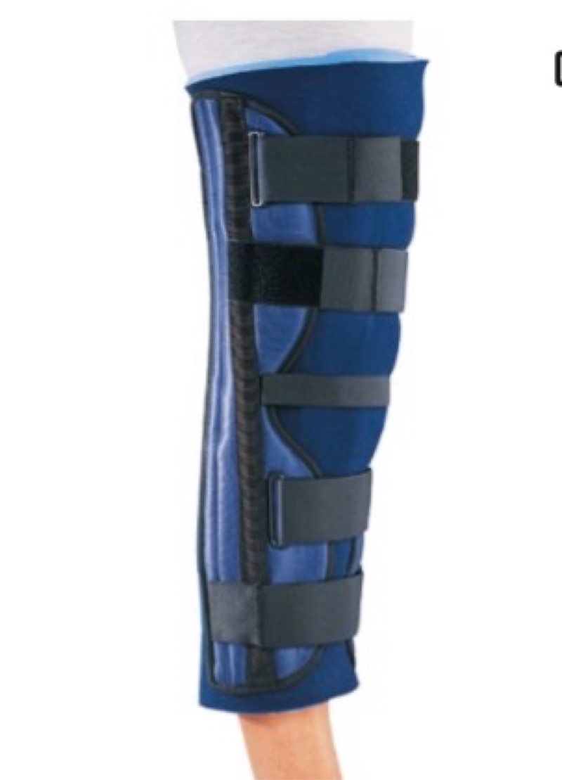 procare 79-80170 clinic 3-panel knee splint, contoured stays, universal, 32" thigh circumference, 20" length
