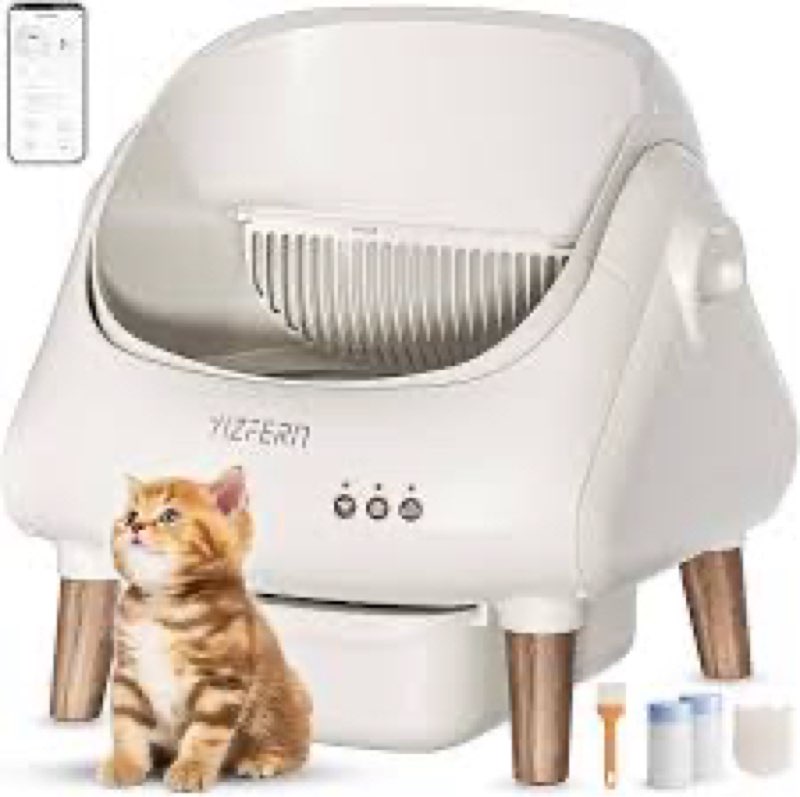 YIZFERN Automatic Self Cleaning Litter Box for Cats, Safety Protection & Odor Control, Open Top Larg