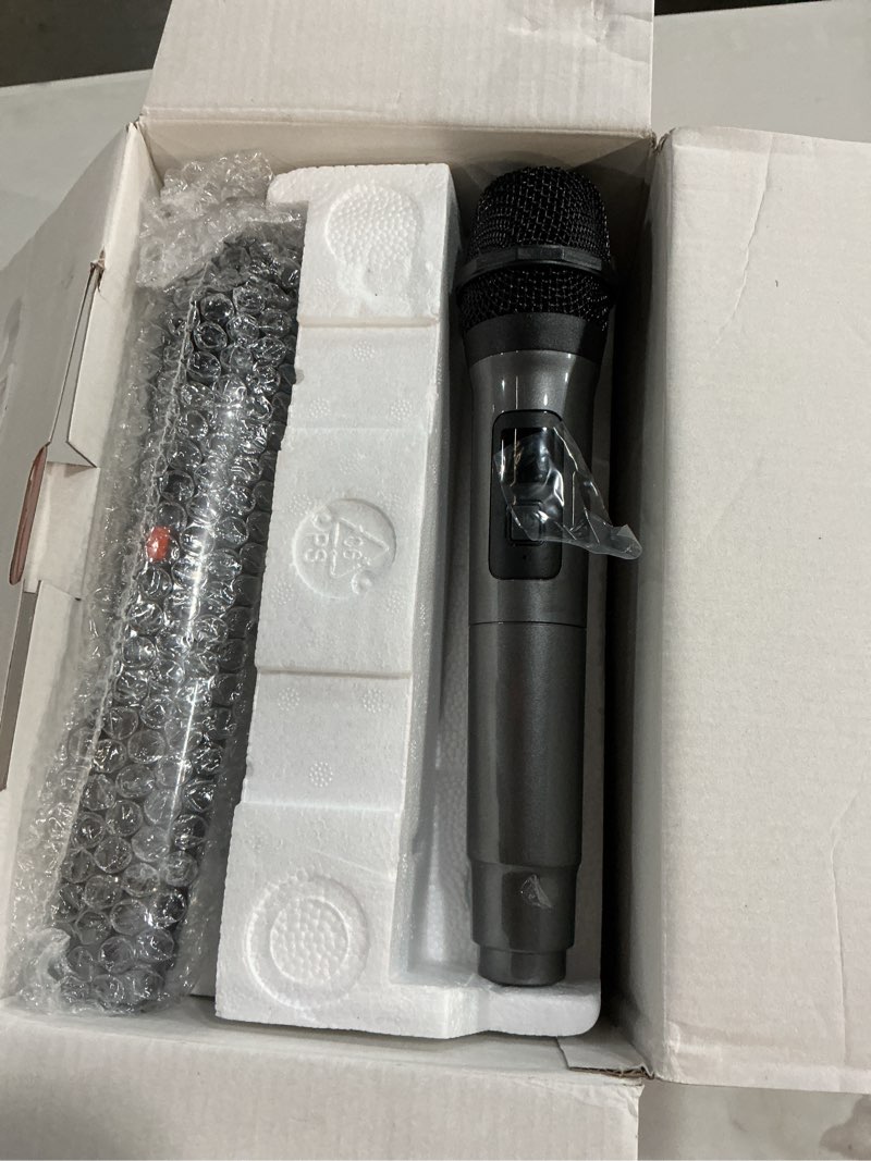 Condition photo showing Good Condition for karaoke machine, portable bluetooth speaker with 2 wireless microphones for adults & kids with lights, karaoke microphone with pa system supports usb/tf/rec/fm/aux for home party home system packages 2 mics