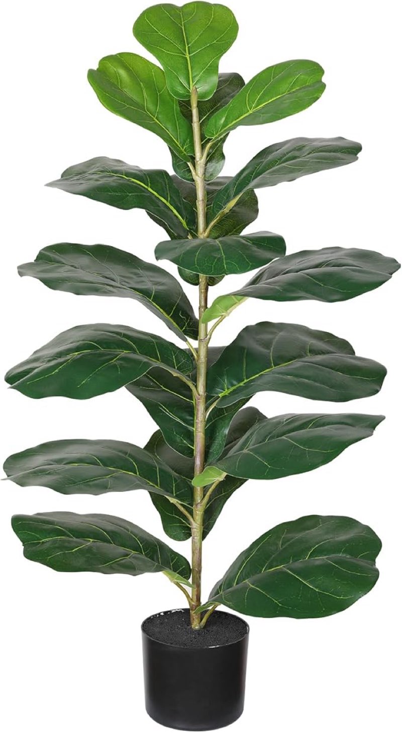 3ft Artificial Fiddle Leaf Fig Tree Plant, Fake Ficus Lyrata in Pot,Ficus Faux Plant Artificial Trees for Office Indoor Outdoor Garden Living Room Home Decor 1PCS-36in
