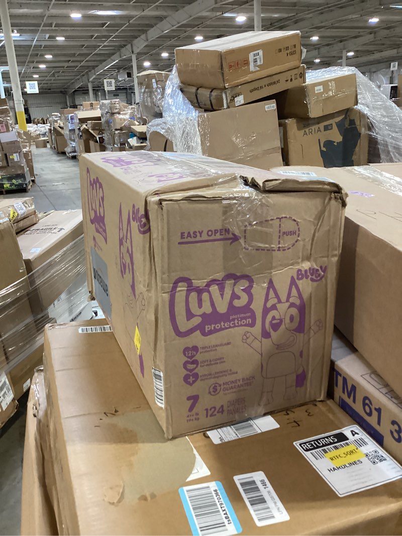Condition photo showing Good Condition for luvs size 7 baby diapers, platinum protection bluey diapers for day & night, size 7, 124 count (packaging may vary) size 7 124