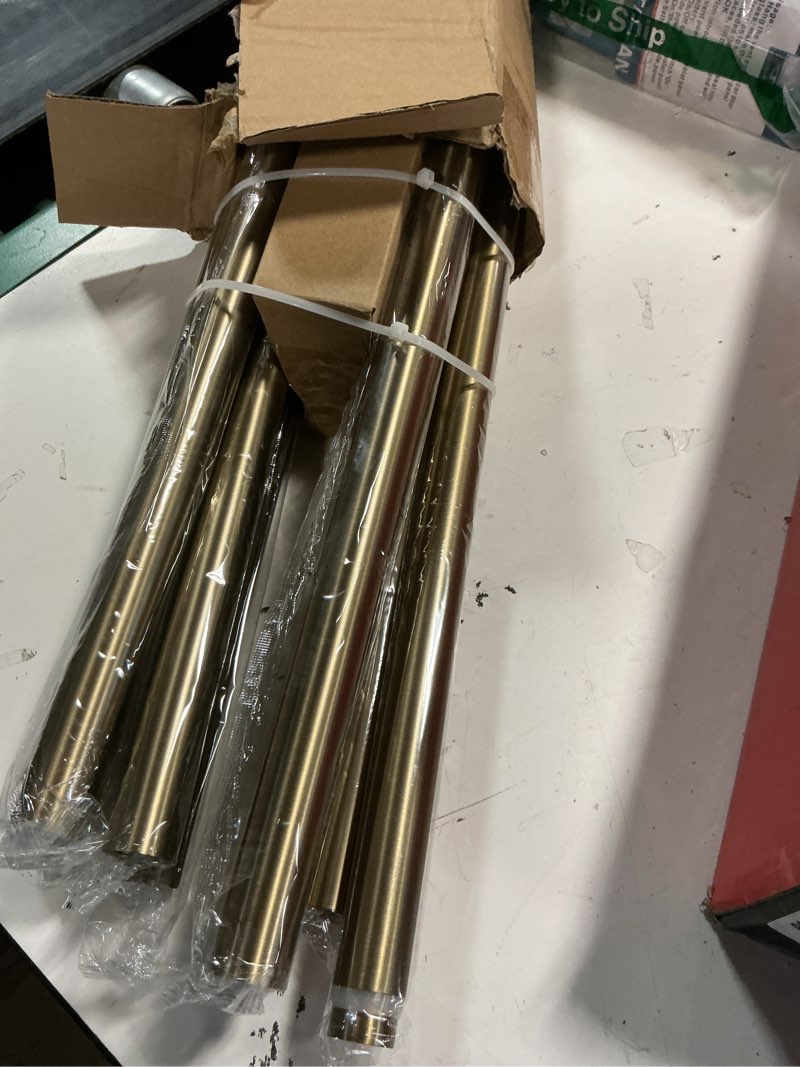 Condition photo showing New/Like New for lootkell warm gold curtain rods for windows 72 to 144 adjustable length heavy duty 1" diameter brass bronze long window curtain rod with solid metal finials for outdoor farmhouse bedroom living room