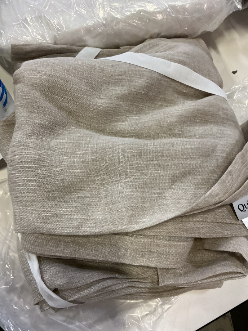Condition photo showing Good Condition for european linen sheer curtain set, 48x108, flax