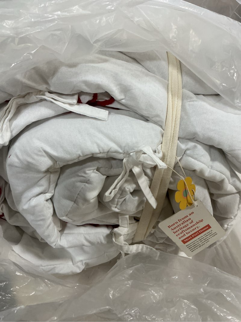 Condition photo showing As Is for Peri Home Holiday Red Bows Bedding 100% Cotton 3-Piece Comforter Set, Full/Queen Full/Queen Chili Red Sasha Bows