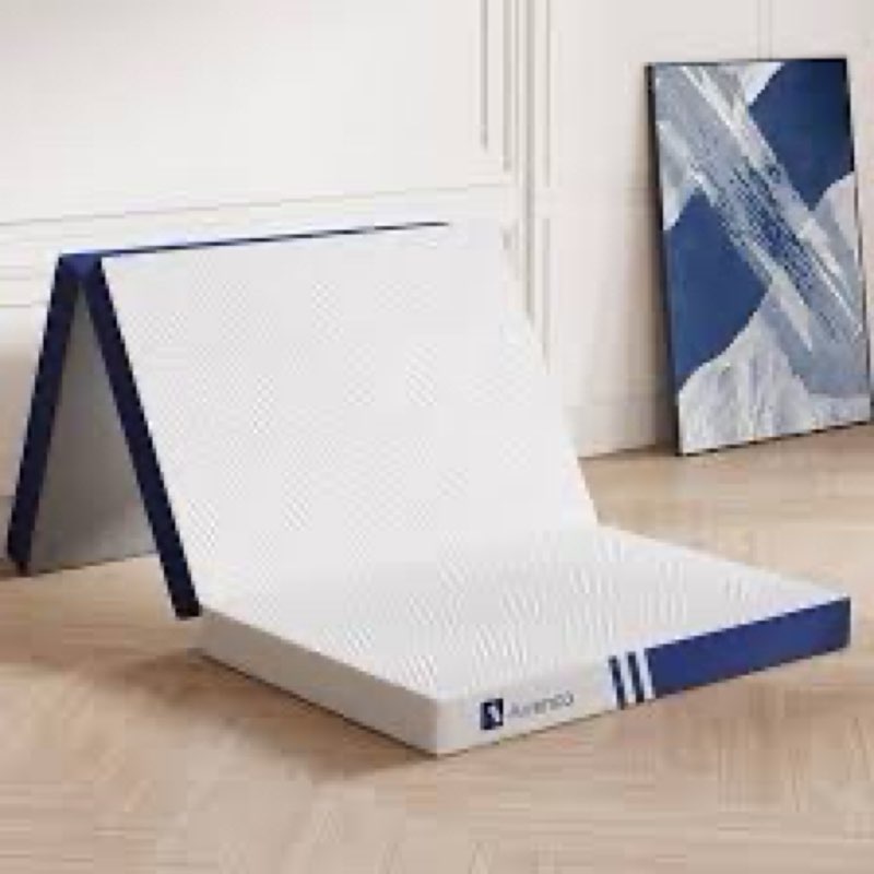 avenco folding mattress twin, trifold 4 inch memory foam for guest room/caravan/camping/travel, tri folding mattress portable with removable cover & non-slip bottom, 75"x39"x4