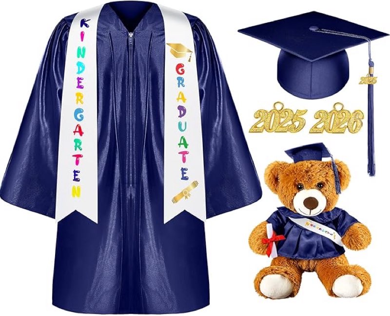 Sintuff 7 Pcs Kindergarten Graduation Gown Cap 2025 Preschool Graduation Accessories Stole Tassel Sa