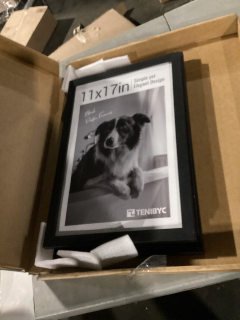 Condition photo showing Good Condition for 11x17 Picture Frame 3 Pack - Black Woodgrain, Solid Wood & HD Tempered Glass, Wall Gallery Poster Frame Black 11 x 17