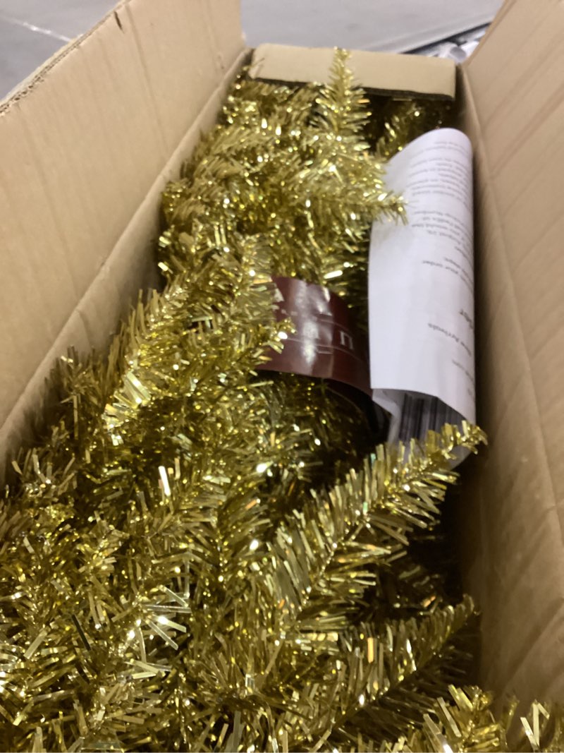 9' x 14" gold tinsel artificial unlit garland with 250 pvc tips