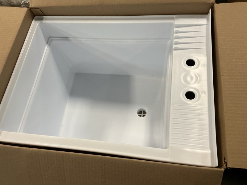Condition photo showing Good Condition for (incomplete)project source 18-in x 24-in 1-basin white freestanding utility tub with drain and faucet