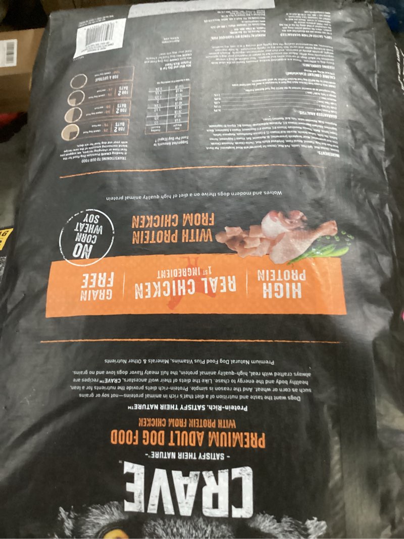 Condition photo showing New/Like New for crave grain free high protein adult dry dog food, chicken, 30 lb. bag