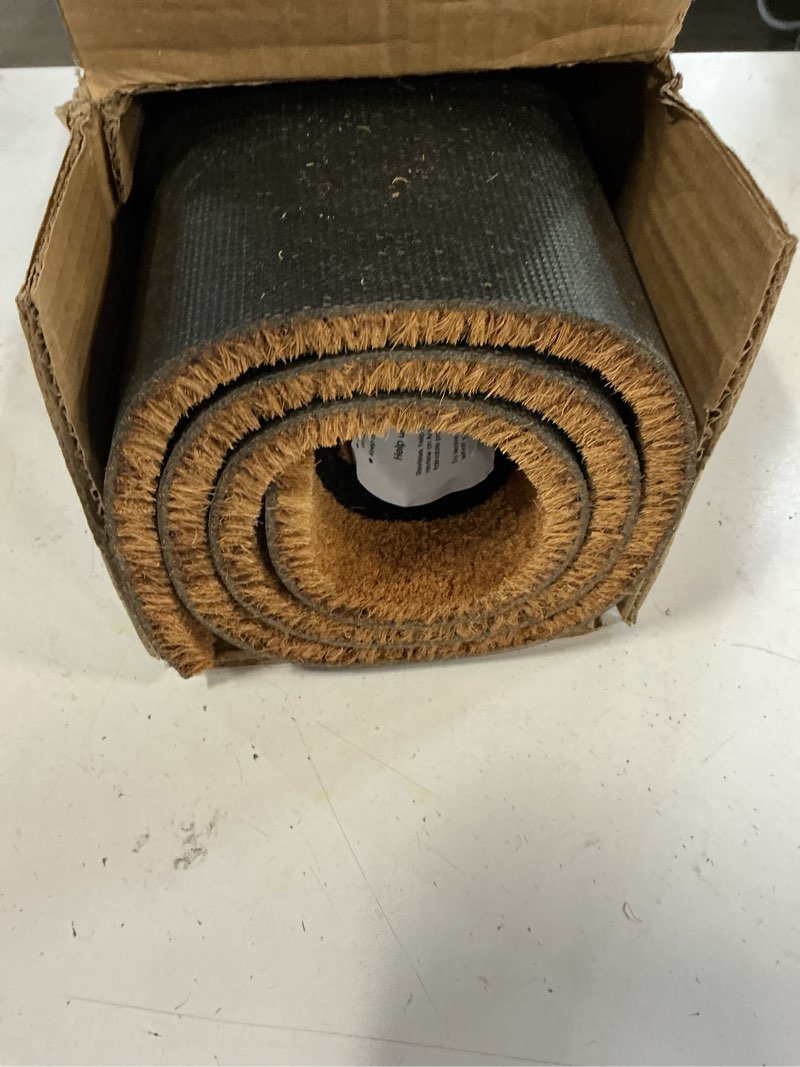 Condition photo showing Good Condition for kempf black border coco coir doormat, 24" x 60", non-slip backing, heavy duty natural fiber front door welcome entrance mat, low clearance, outdoor indoor black 5' x 2' (rectangular)