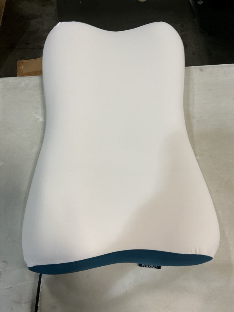 Condition photo showing Good Condition for cervical neck pillow for pain relief, contour memory foam pillows for sleeping, ergonomic pillow orthopedic cooling pillow bed pillow neck support for side back stomach sleepers(white&blue)
