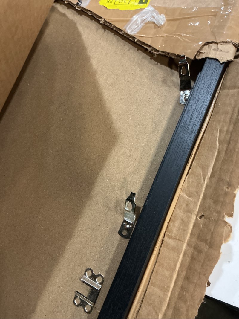 Condition photo showing Good Condition for fxojyvo engineered wood 20x40 frame, black picture frame for 20 x 40 inch poster puzzle photo, light weight 20 by 40 poster frame with wood-grain for wall - 1 pack/black/20 x40 black 20x40 1 packs