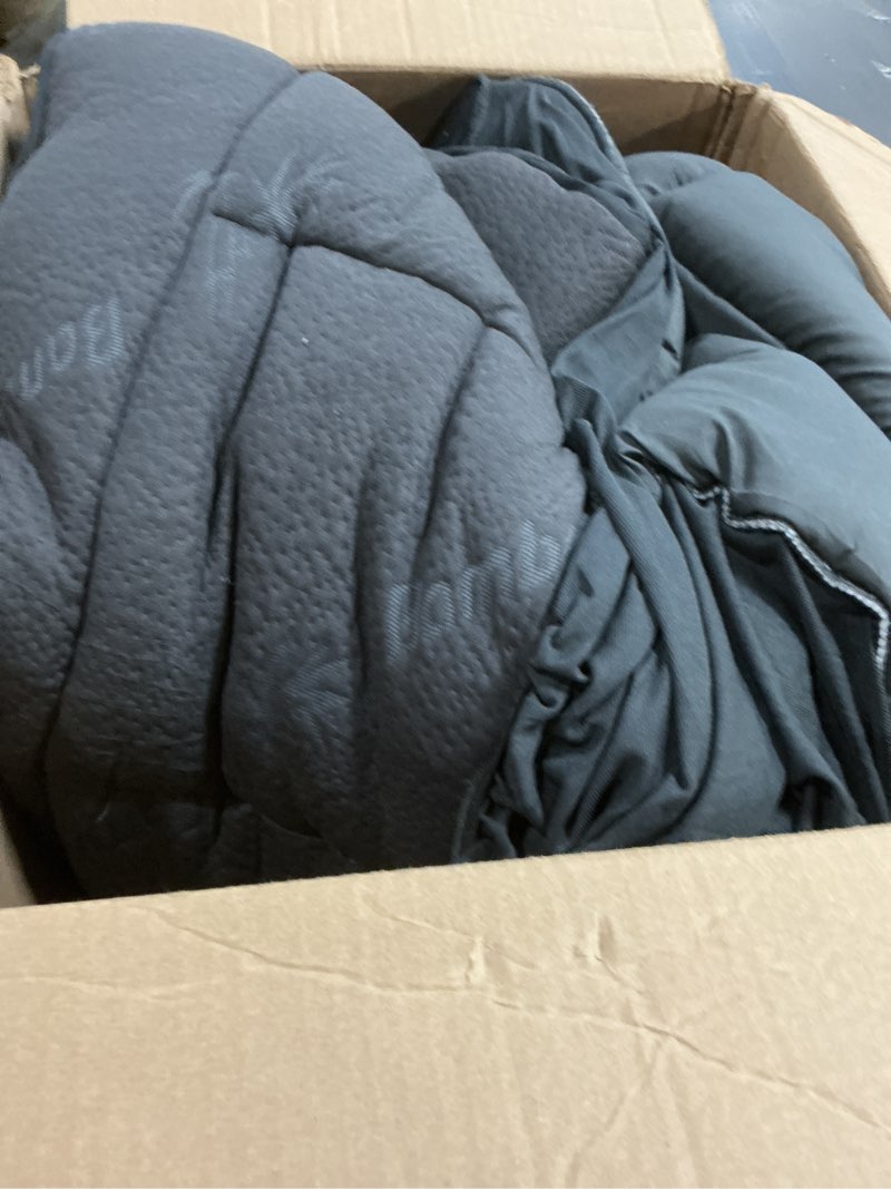 Condition photo showing As Is for Ultra Soft Queen Size Mattress Topper - Viscose Made from Bamboo Pillow Top Mattress Pad for Back Pain Relief - Naturally Cooling for Hot Sleepers, Dark Gray Dark Gray Queen