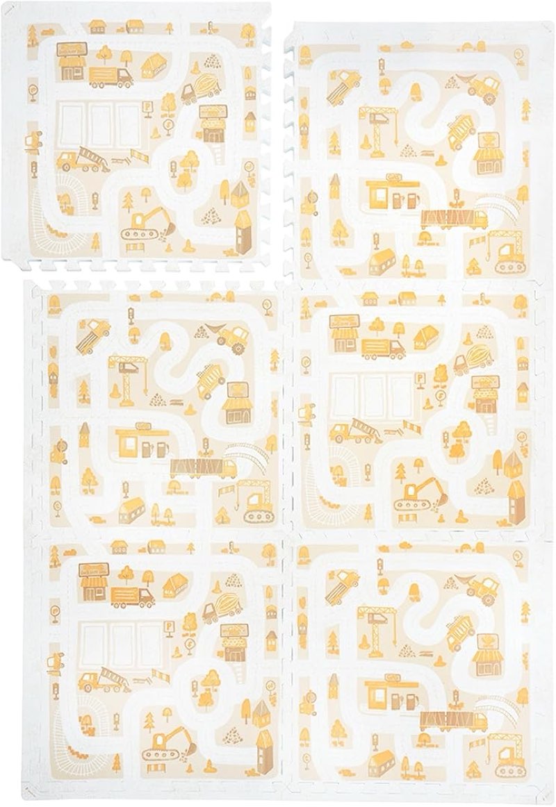 popsykosy premium baby floor play mat - extra thick & cushioned 1 inch playroom foam mat, non-toxic odorless - 6 tiles - spacious 6x4 ft. - stylish & large, waterproof for kids & toddlers - warm beige 4 x 6 ft (1"thick) warm beige