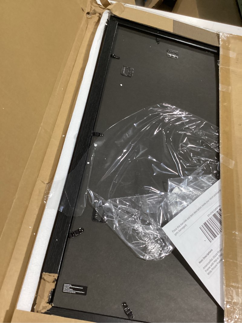 Condition photo showing Good Condition for americanflat 20x24 picture frame with polished plexiglass - use as 16x20 frame with mat or display 20x24 photo without mat - hudson collection - wide picture frames for wall display - black