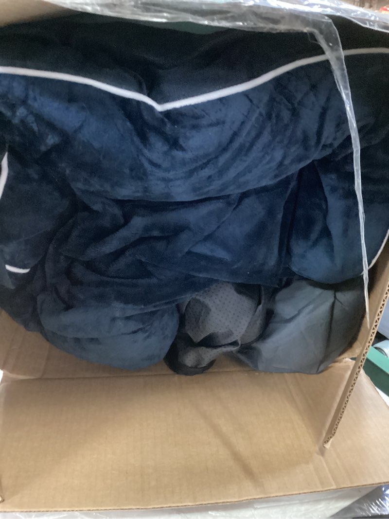 Condition photo showing As Is for EHEYCIGA Orthopedic Dog Beds for Extra Large Dogs, Waterproof Memory Foam XL Dog Bed with Sides, Non-Slip Bottom and Egg-Crate Foam Big Pet Couch Bed with Washable Removable Cover, Navy 44.0"L x 32.0"W x 6.5"Th Navy
