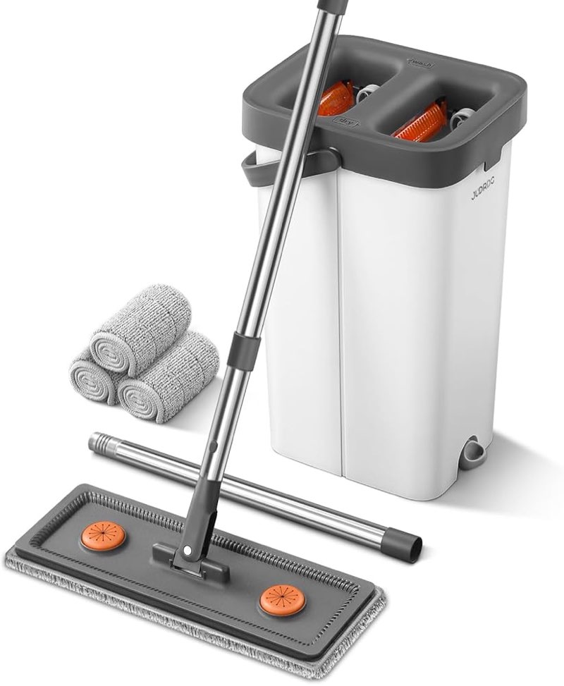 MUEE Mop and Bucket with Wringer Set for Home, Flat Mop and Bucket Set for Floor Cleaning and Window