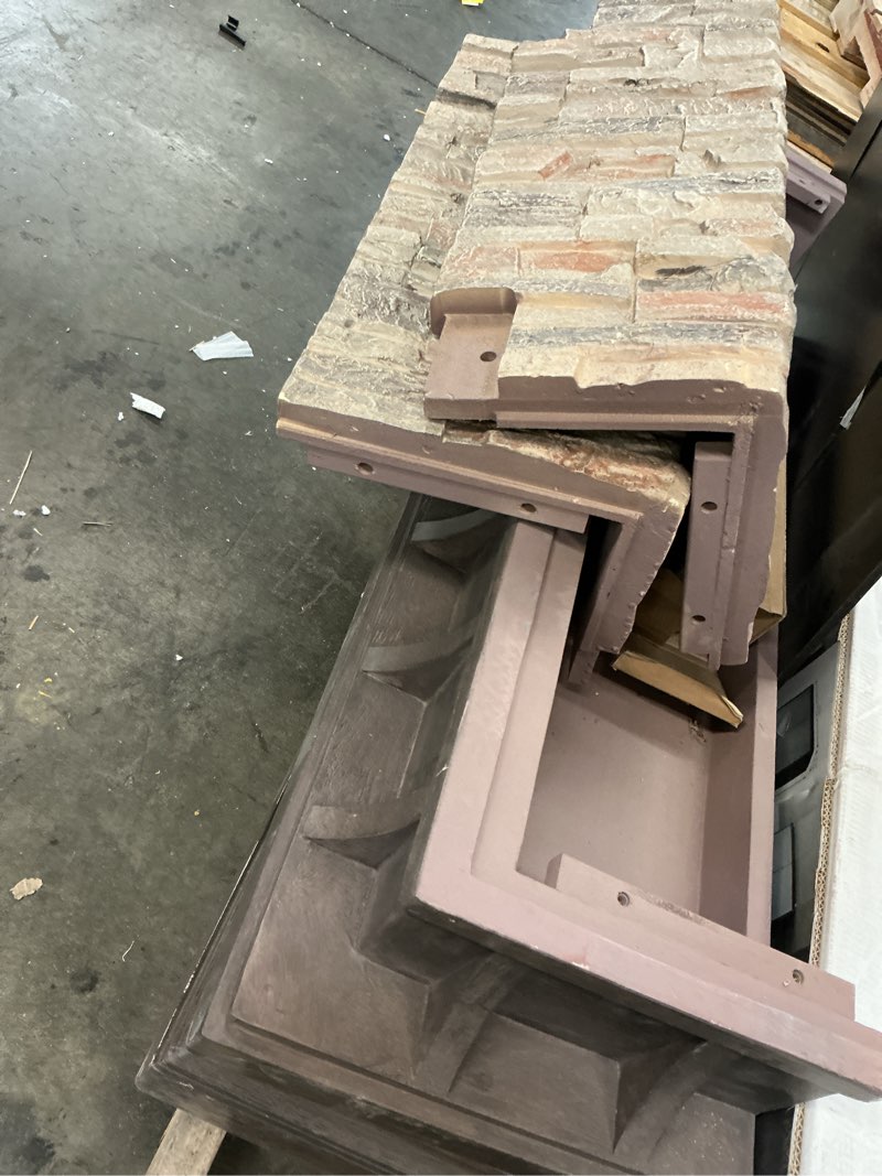 Condition photo showing As Is for (incomplete)allen + roth 53-in w sedona free standing infrared quartz flat wall electric fireplace with remote