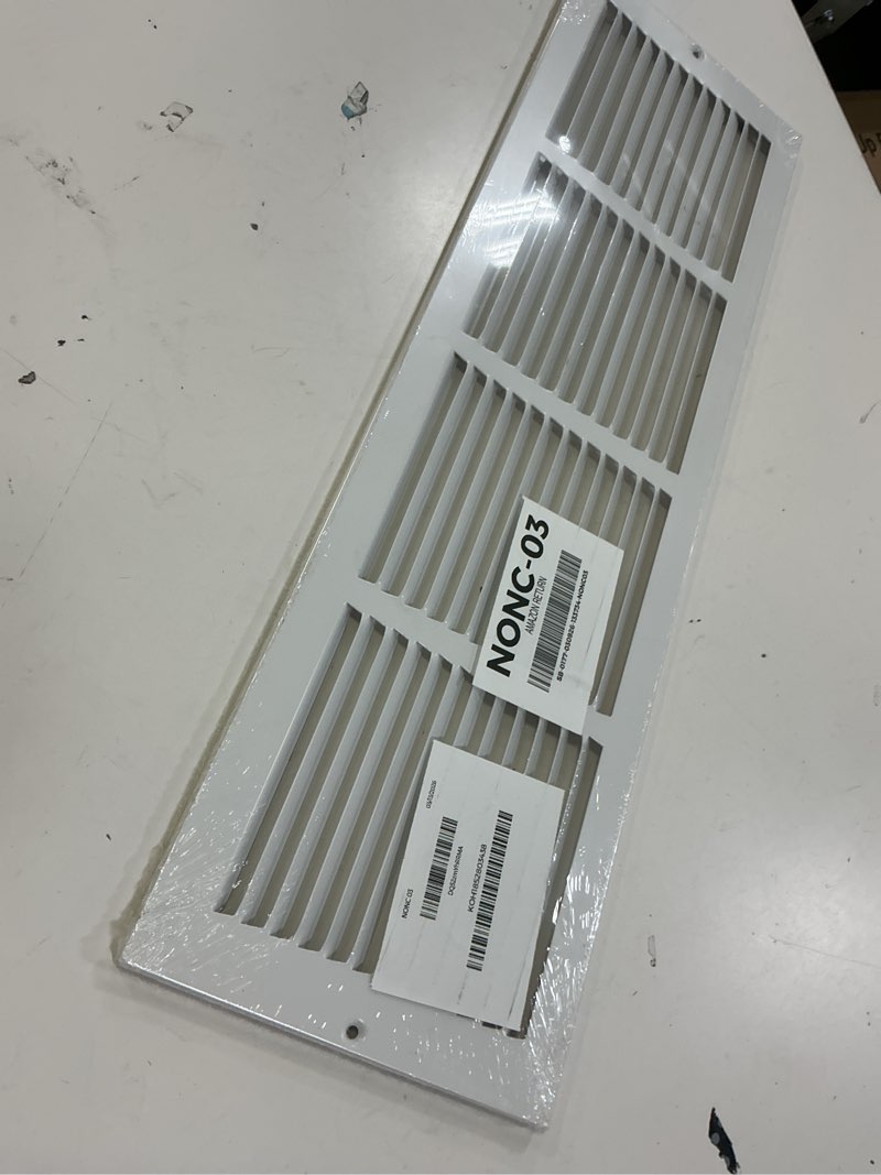 Condition photo showing Good Condition for hvac premium 24'' x 6'' [duct opening] flat stamped steel return air grille - sidewall and ceiling - hvac vent duct cover - white [outer dimensions: 25.75''w x 7.75''h] 24 x 6