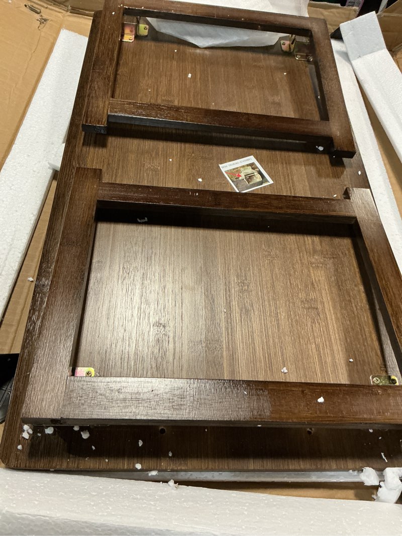 Condition photo showing Good Condition for (Similar style) 18” x 31” Bamboo Breakfast Tray Table with Folding Legs for Bed Table Sofa - Eating & Laptop Tray Bamboo with Folding Legs (Walnut) Walnut 18” x 31”