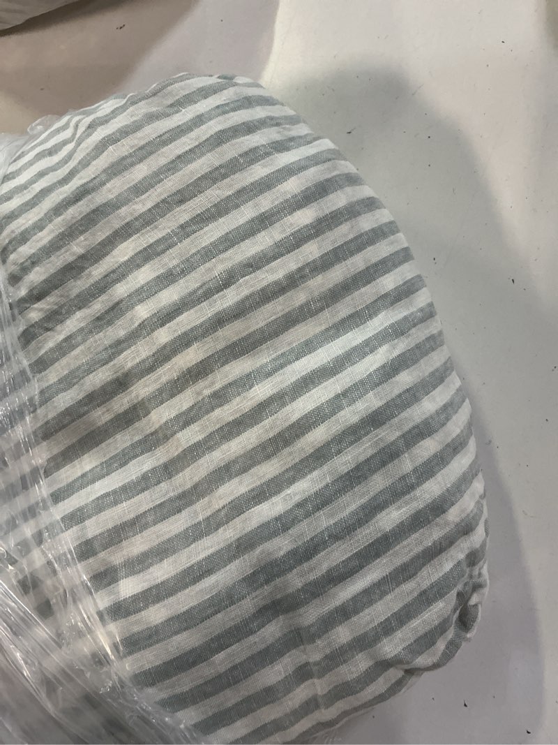 Condition photo showing Good Condition for european linen stripe duvet cover set, full/queen, mist/white stripe