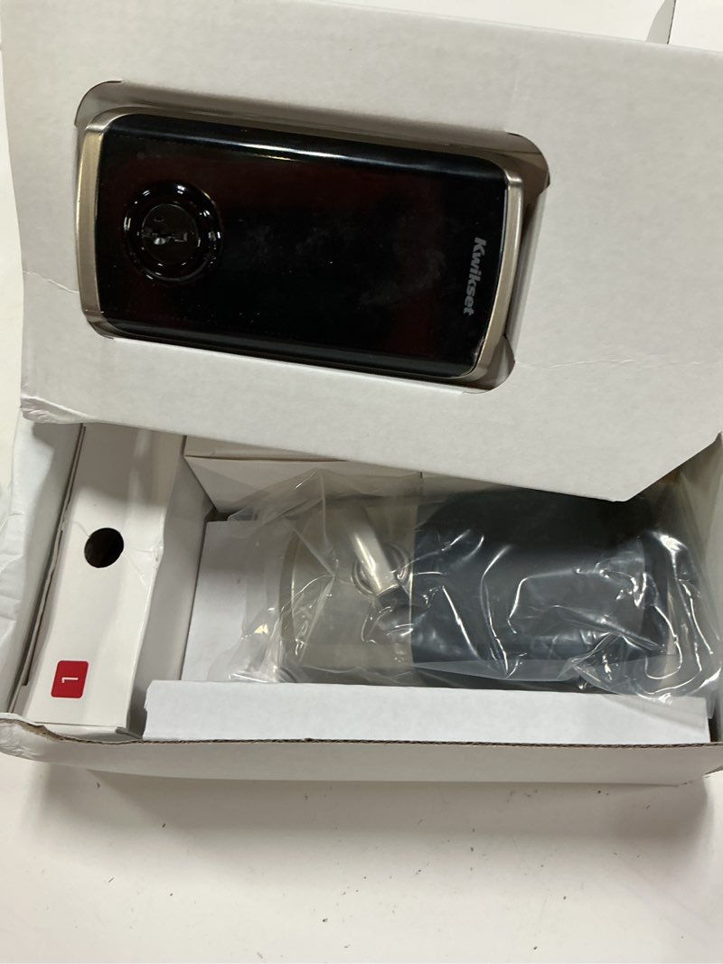 Condition photo showing As Is for kwikset halo select wi-fi + matter smart home compatible satin nickel smart lock electronic deadbolt with wifi bluetooth smartkey touchscreen