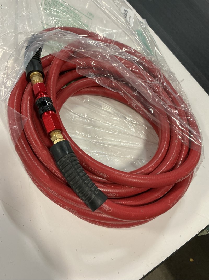 Condition photo showing Good Condition for keepro rubber air hose, durable air compressor hose 3/8 inch id by 25 feet long with swivel universal aluminium quick coupler and plug, 300 psi maximum pressure, red