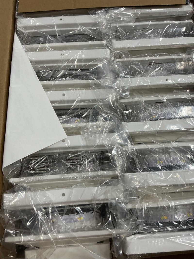 Condition photo showing New/Like New for solar post cap lights outdoor 12pack, waterproof fence post lights with 16 ultra bright leds fit 4x4/5x5/6x6 wood/vinyl posts, white deck post lights with warm/cool white for garden patio porch yard 12 lampshade-diamond pattern