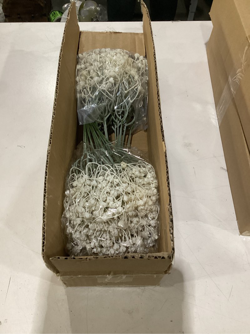 Condition photo showing New/Like New for artificial babys breath, fake gypsophila flowers, faux flower bulk for bouquet wedding floral arrangement home party office kitchen decor - 6 pack set of white 6 pair