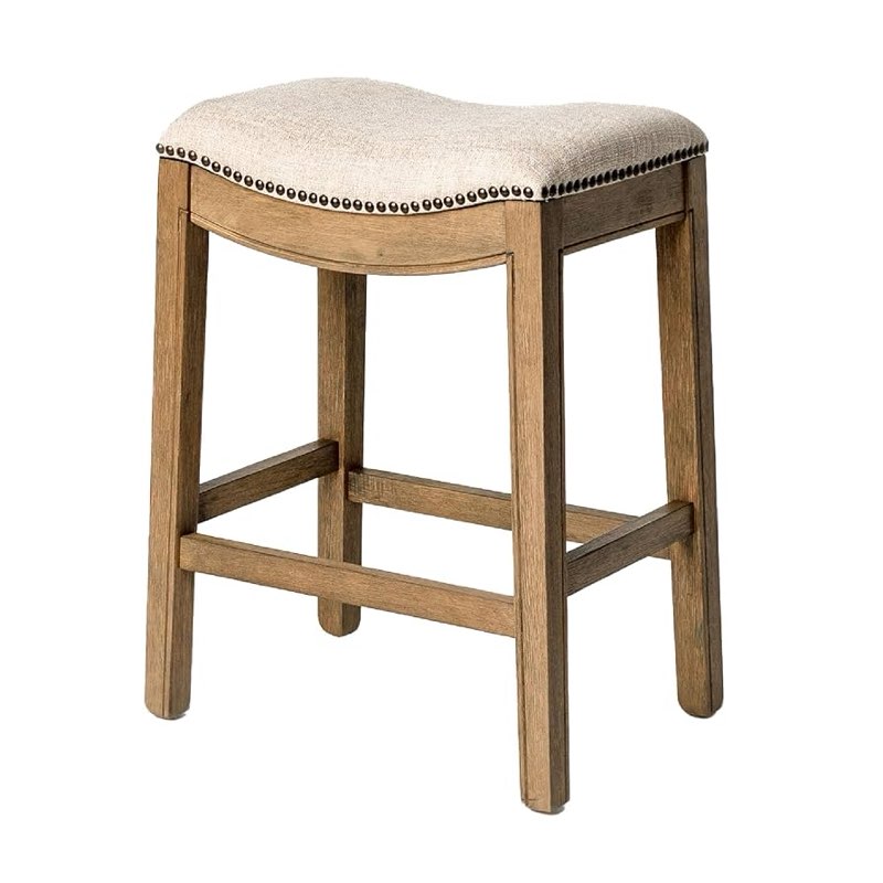 maven lane adrien backless saddle kitchen stool with fabric upholstery