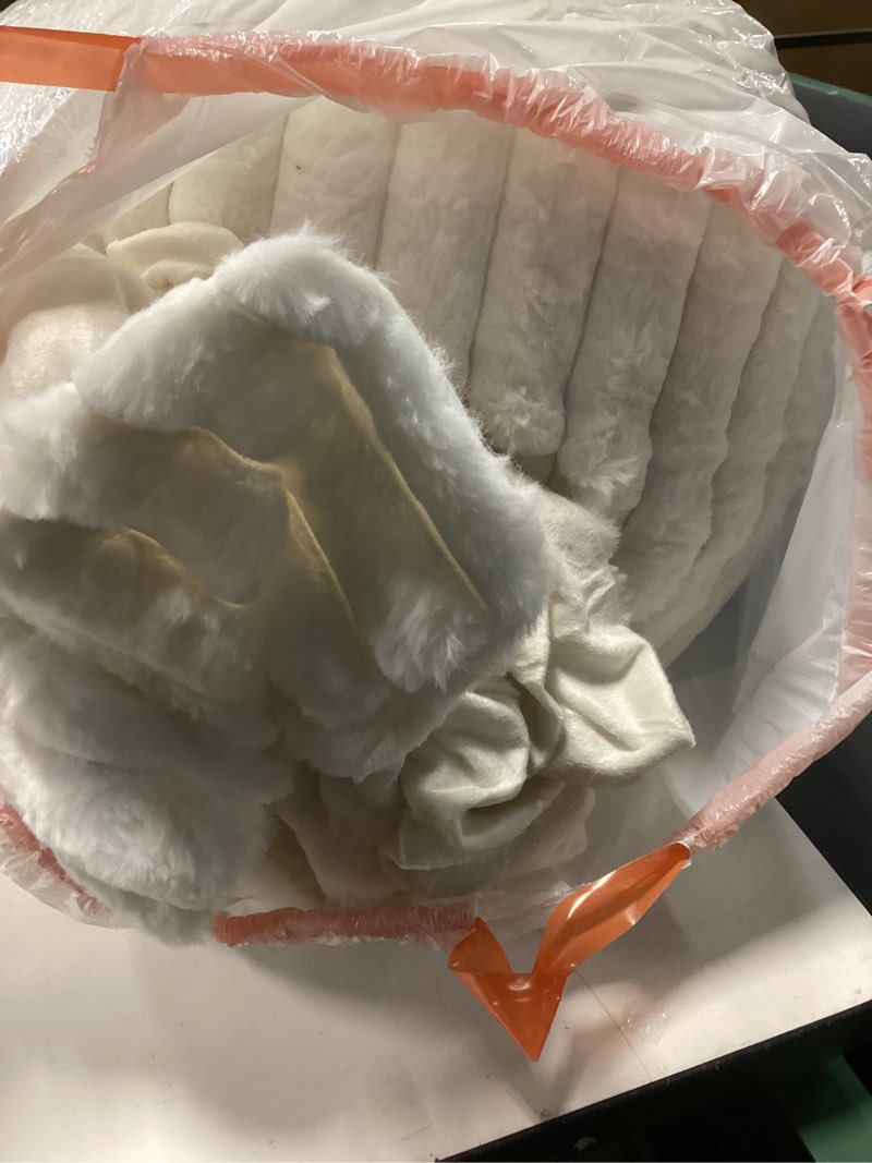 Condition photo showing As Is for Smoofy Fluffy King Size Comforter Set 3 Pieces - Cream White Fleece Fluffy Comforter Set, Luxury Fuzzy King Bedding Set, Soft King Bed Set All Season, Heavy Faux Fur Comforter with 2 Pillow Cases 3 Piece-King (104”X90'') Cream White