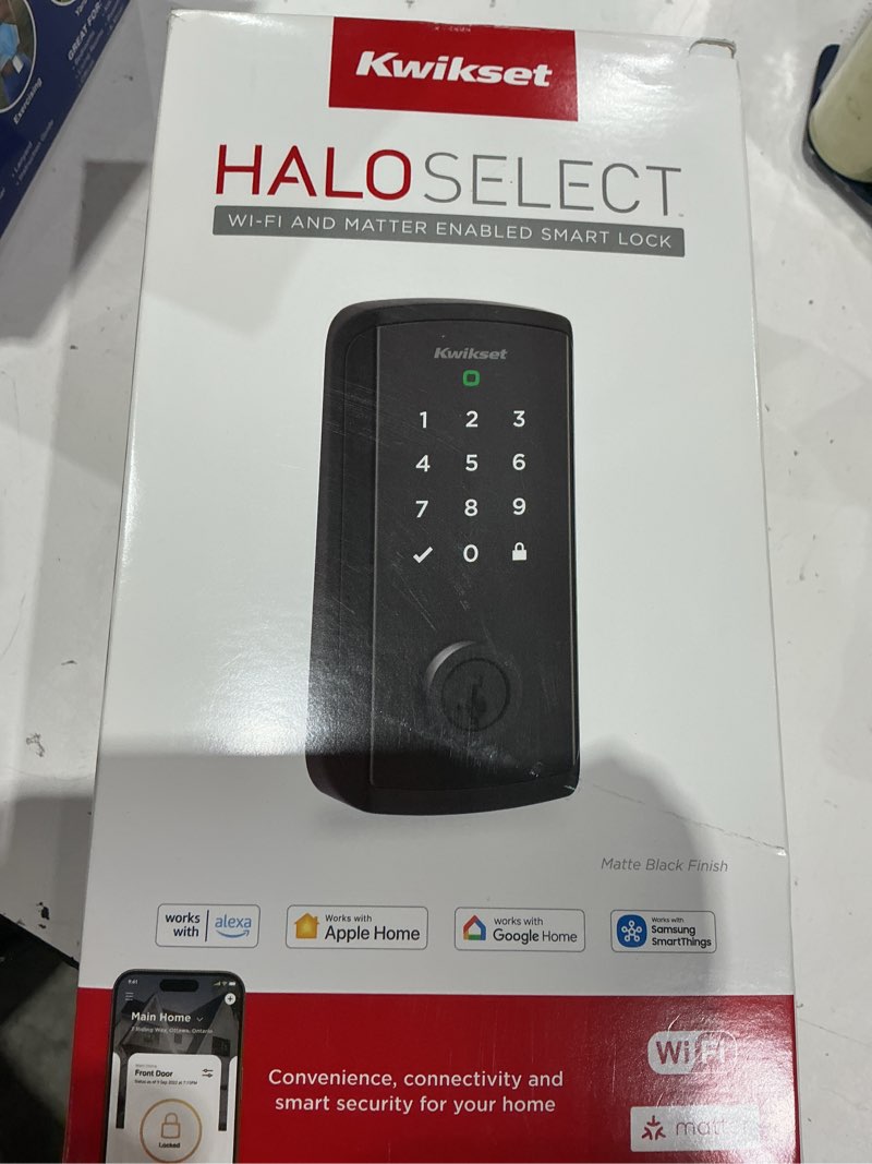 kwikset halo select wi-fi + matter smart home compatible matte black smart wi-fi and