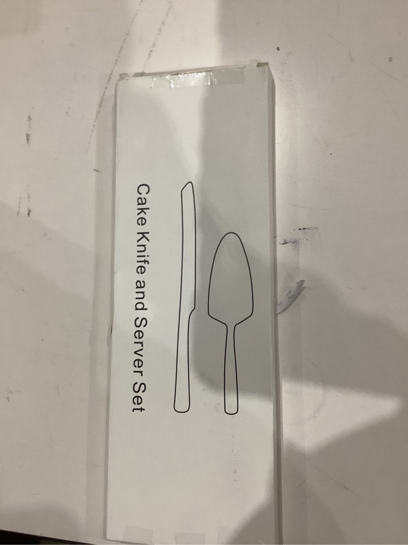 Condition photo showing New/Like New for Blue Wedding Cake Knife and Server Set, Stainless Steel Cake Cutting Set, Cake Cutter and Pie Server for Wedding, Birthday, Party