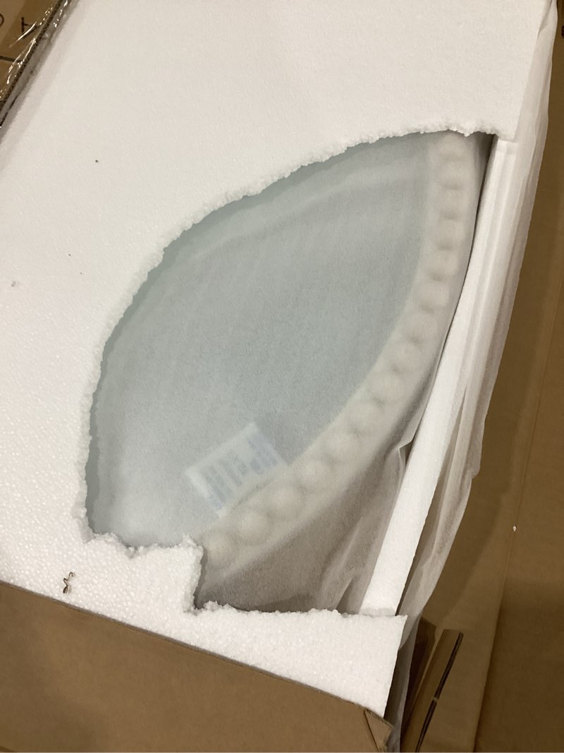 Condition photo showing New/Like New for WallBeyond Round Mirrors for Wall Decor, 30'' Wall Mirror Decorative with Beaded Framed for Home Decoration Entryway Living Room Bedroom, White 30"L x 30"W Ballpoint White