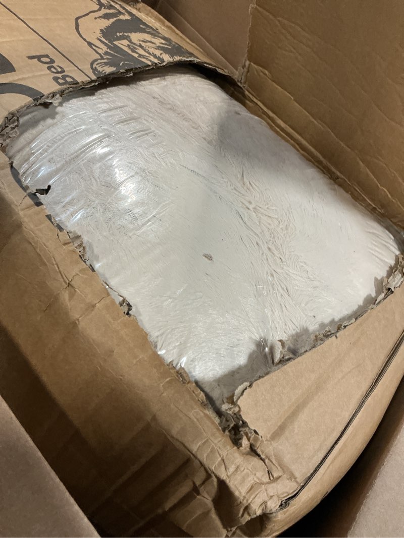 Condition photo showing Good Condition for human dog bed, 71''x45''x12'' size fits you and pets, washable faux fur pet bed for people doze off, napping orthopedic dog bed, present plump pillow, blanket, strap - beige 71.0"l x 45.0"w x 12.0"th beige