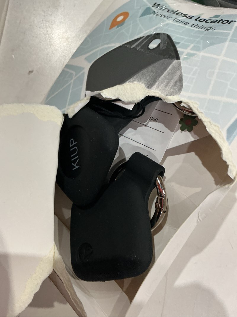 Condition photo showing As Is for air tags for android,air tags-4 pack android,2 year battery life,air tracker tags with 4 case,google find trackers for google's find hub app,ip65 waterproof luggage tracker for keys black
