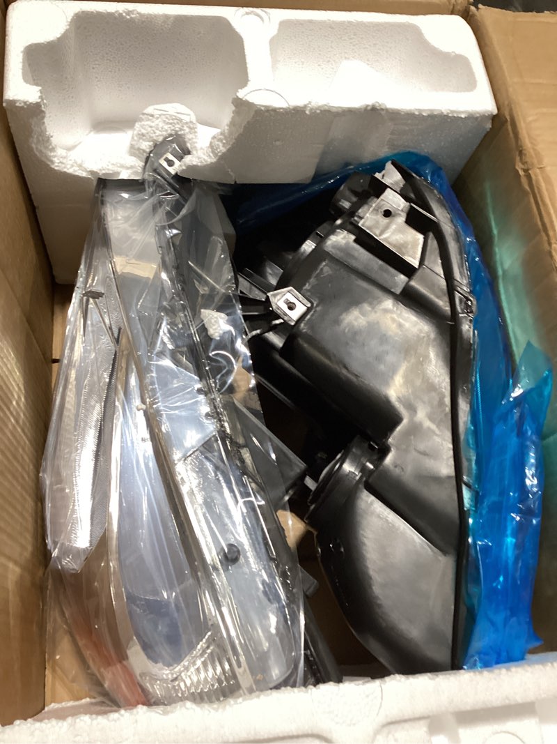 Condition photo showing Good Condition for headlight assembly for 2014-2018 ford transit connect, halogen headlamp with bulbs included, black housing, direct replacement, heavy duty polycarbonate lens (right passenger side)