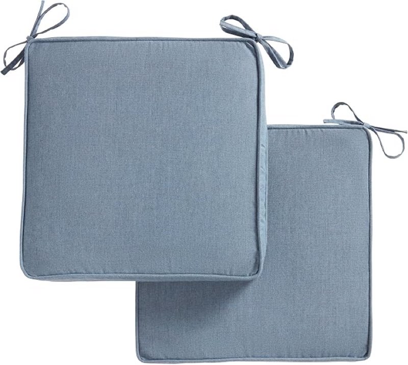 sunbrella 17 in. square outdoor corded chair pad, spectrum denim 2 pack blue