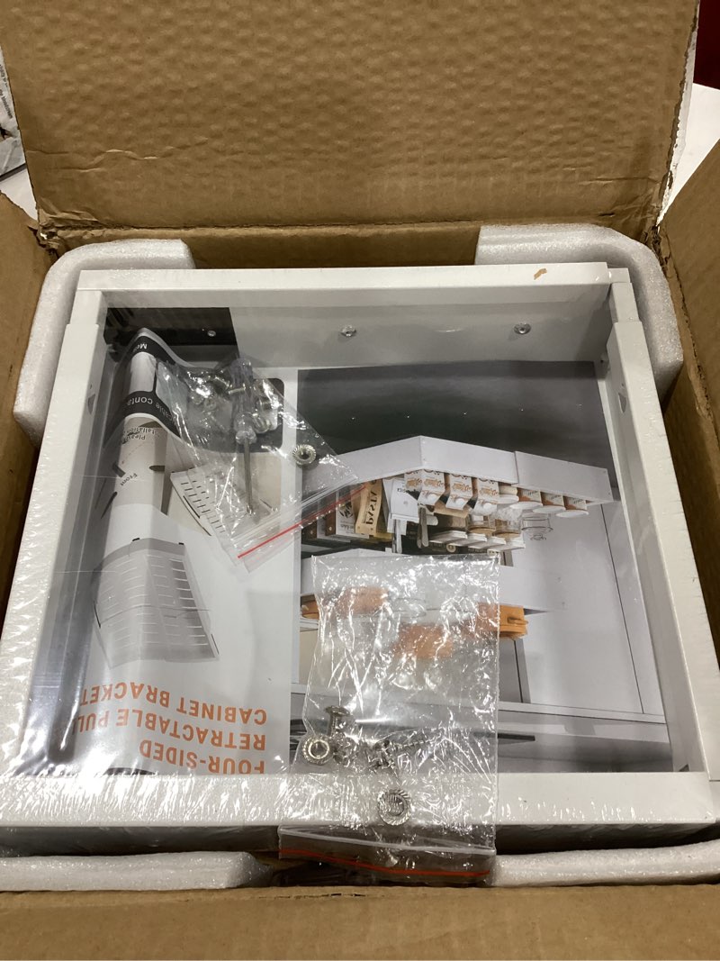 Condition photo showing New/Like New for 2 pack pull out drawers for cabinets, slide out drawer expandable width (10"-15") and depth (11"-17") with 3 slides, fixed with adhesive film & nail for cabinets in kitchen, pantry or bathroom - white #3 white 2 pack (10''-15'')w x (11''-17")d x 3.15''h - 2 pcs