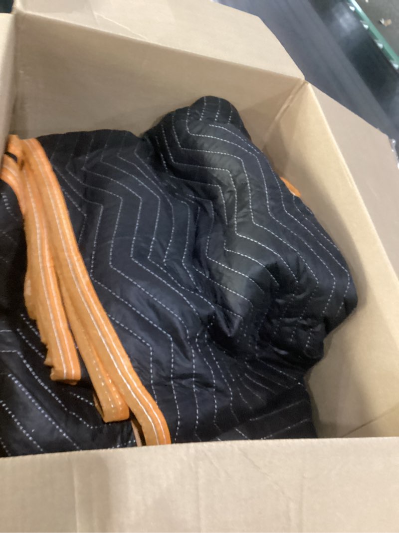 Condition photo showing Good Condition for aliceset 2 pcs 60'' x 120'' extra large moving blankets heavy duty packing blankets quilted shipping furniture and storage pads thick furniture pads for wrapping moving protecting supplies, black 2 60'' x 120''