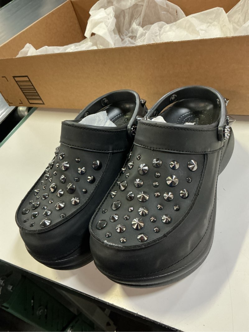 Condition photo showing Good Condition for crocs bae studded platform clog black glitter women's size 9 