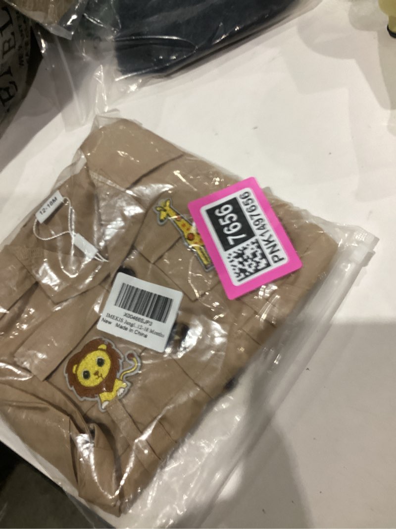 Condition photo showing New/Like New for IMEKIS Toddler Baby Girl Safari Outfit Birthday with Hat Lion Giraffe Cake Smash Photo Shoot Summer Clothes 12-18 Months Khaki
